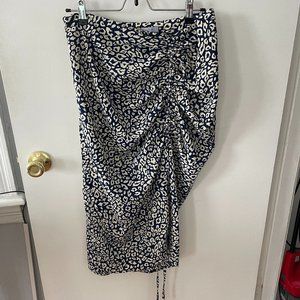 J.O.A Navy Cheetah Ruched Midi Length Skirt via Revolve, Size M, WORN ONCE!